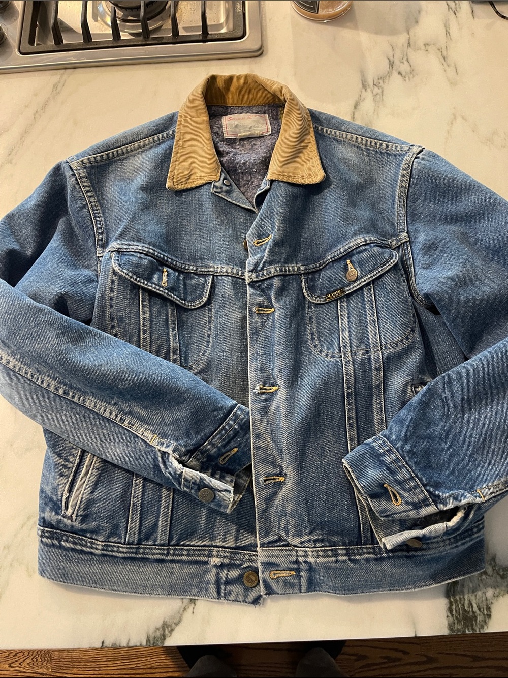 Vintage Lee Storm Rider Trucker Jacket with Corduroy Collar - 44L